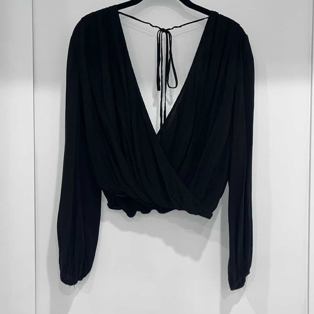 Small Pins & Needles Urban Outfitters black wrap top
